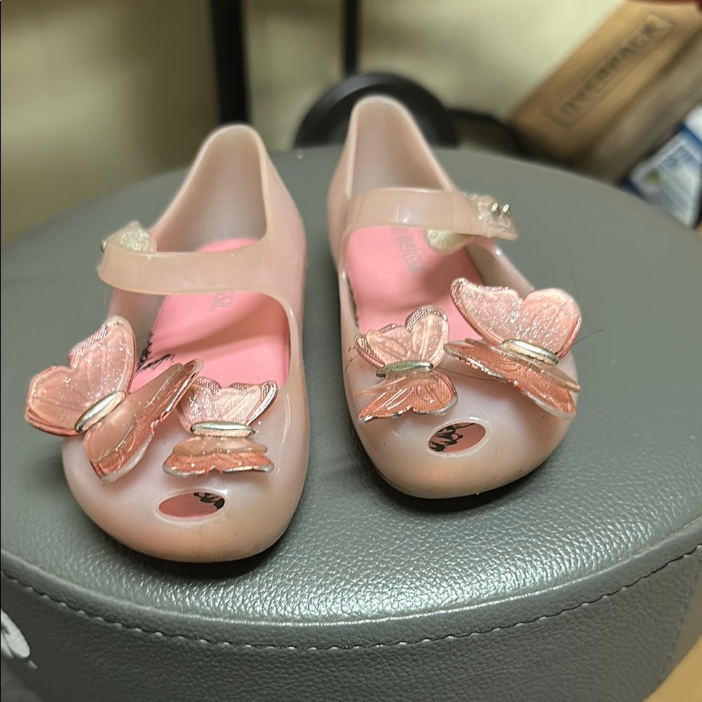 Mini Melissa Pink Dress Shoes with Butterfly Bow